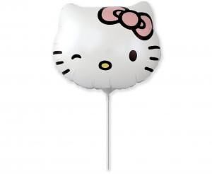 Balónek fóliový nafouknutý 14" na tyčce - Hello Kitty