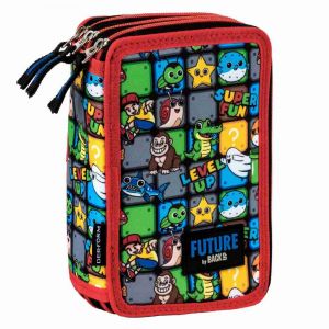 Penál 3 zipy vybavený - pixel obrázky