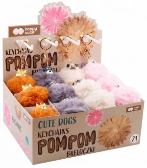 Happy Color klíčenka s pomponem - Pejsci