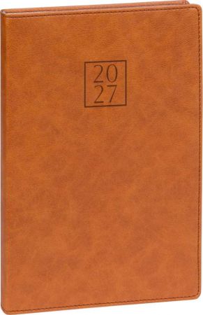 Diář týdenní Prestigio 2027, hnědý, 15cm x 21cm, PGD-TA5PR-7015