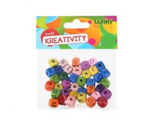 Korálky dřevěné barevné 40 ks Abeceda W047077