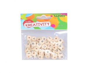 Korálky dřevěné bílé Abeceda 40 ks W047078