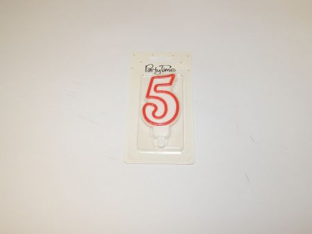 Svíčka dortová č. 5 červená