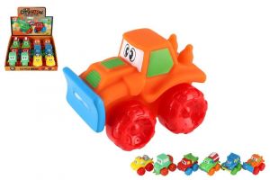 Auto stavební pro nejmenší plast 7x7cm na volný chod mix druhů 18m+