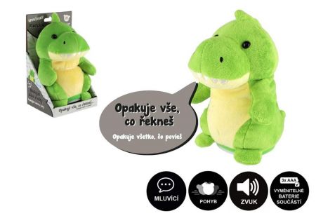 Dinosaurus Rexík opakující věty plyš 18cm na baterie se zvukem v krabici 12x20x10cm v sáčk