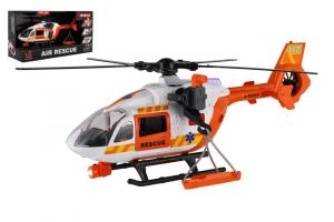 Vrtulník/Helikoptéra záchranářská plast 32cm na baterie se světlem se zvukem v krabici 34,