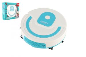 Robotický vysavač plast 17cm na baterie se zvukem v krabici 22x20x6cm