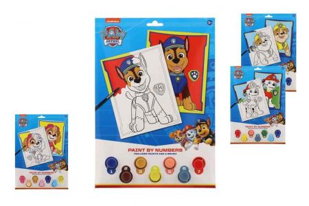 Malování podle čísel A4 Tlapková patrola/Paw patrol s barvami 4 druhy v papírové krabičce