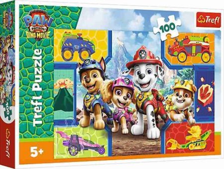 Puzzle Tlapková patrola/Paw Patrol Dino Movie: Štěňata a dinosauři 100 dílků 41x27,5cm v k