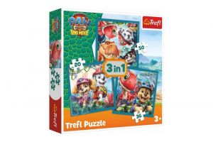 Puzzle 3v1 Tlapková patrola/Paw Patrol Dino Movie: Dinosauří ostrov 20x19,5cm v krabici
