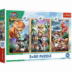 Puzzle 3v1 Tlapková patrola/Paw Patrol Dino Movie: Dinosauří hrdinové 3x80 dílků v krabici