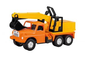 Auto Tatra 148 plast 73cm Bagr na písek v krabici - žlutooranžové 12m+