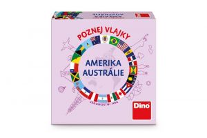 Poznej vlajky Amerika a Austrálie cestovní společenská hra v krabici 13x13x4cm