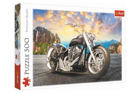 Puzzle Černá motorka 500 dílků 48x34cm v krabici 40x27x4,5cm