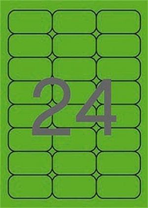 Etikety, zaoblené rohy, fluorescentní zelená, 64x33,9 mm, 20ks v bal. APLI