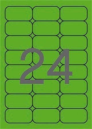 Etikety, zaoblené rohy, fluorescentní zelená, 64x33,9 mm, 20ks v bal. APLI