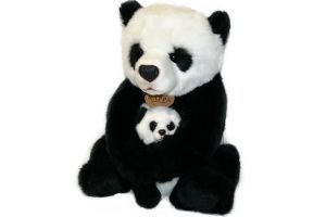 Plyšová panda s mládětem, 27 cm