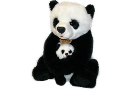 Plyšová panda s mládětem, 27 cm