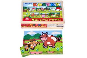 Kostky kubus Moje první zvířátka dřevo 15ks MPZ