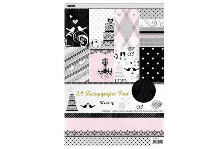 Vzorovaný karton Scrapbooking, A4, svatební motiv