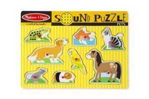 Melissa & Doug - Dřevěné puzzle se zvuky - Domácí zvířata