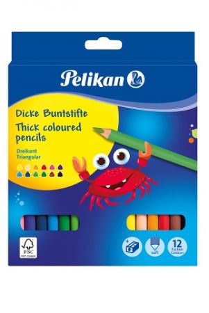 Pastelky 12 barev trojhranné silné + ořezávátko (Herlitz)