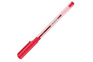 KORES K2 Pen, soft grip, transparentní, trojhranné, šíře F-0,7 mm, červená