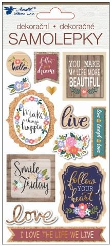 Samolepky 3D s ražbou,motivační texty 17 x 9,5 cm