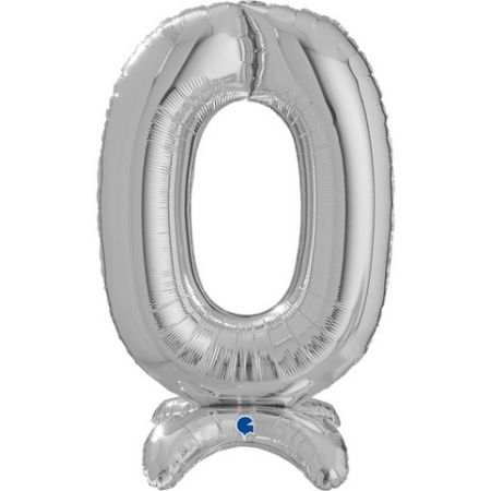 ČÍSLICE STOJÍCÍ STŘÍBRNÁ 0 (64cm,25") (balónek číslice)
