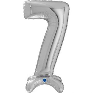 ČÍSLICE STOJÍCÍ STŘÍBRNÁ 7 (64cm,25") (balónek číslice)