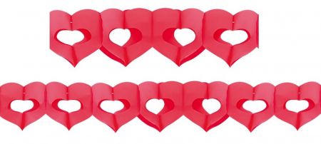 Girlanda srdíčka červená velká 400x19 cm (4 m)