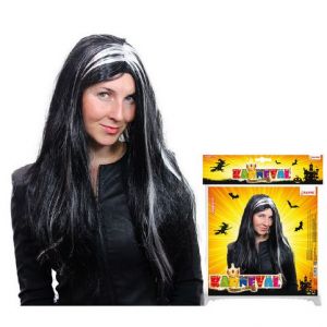 Paruka čarodějnice HALLOWEEN (černo-bílá)