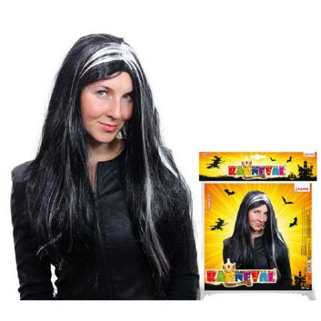 Paruka čarodějnice HALLOWEEN (černo-bílá)