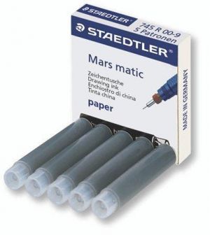 Technická tuš v bombičkách "Mars Matic", černá, STAEDTLER