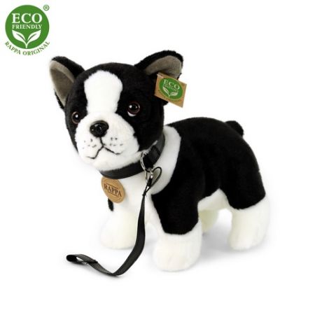 Plyšový pes francouzský buldoček s vodítkem stojící, 23 cm, ECO-FRIENDLY