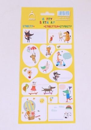 Samolepící etikety -Happy Birthday žluté