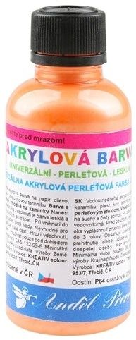Univerzální akrylové barvy lesklé 50g, perleťové - 3. ORANŽOVÁ PERLEŤOVÁ