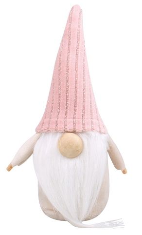Skřítek na postavení s růžovou čepicí 17 cm