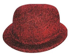 Karnevalová buřinka s glitry, výška 10 cm - 3. ČERVENÁ