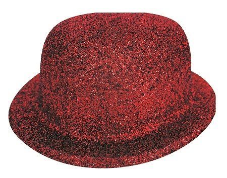 Karnevalová buřinka s glitry, výška 10 cm - 3. ČERVENÁ