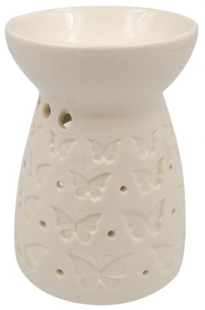 Aromalampa porcelánová bílá s motýlky 11 cm