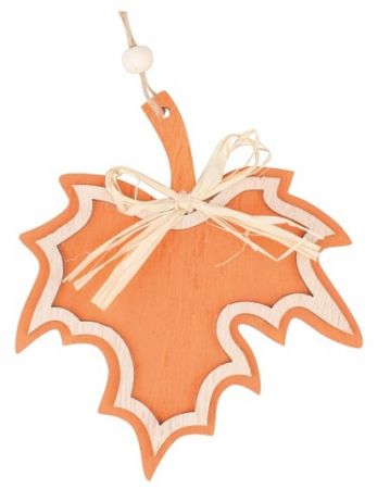 Dřevěný list na zavěšení javor oranžový 12 cm