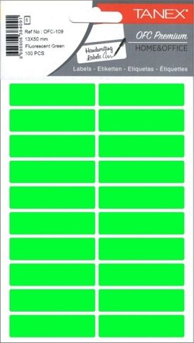 Etikety v sáčku neon 13 x 50 zelené 100ks OFC-109
