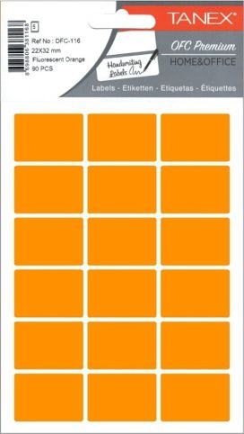 Etikety v sáčku neon 22 x 32 oranžové 90ks OCF-116
