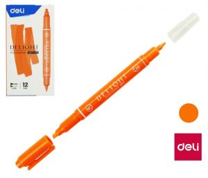 Zvýrazňovač DELI oboustranný EU011-GR oranžový