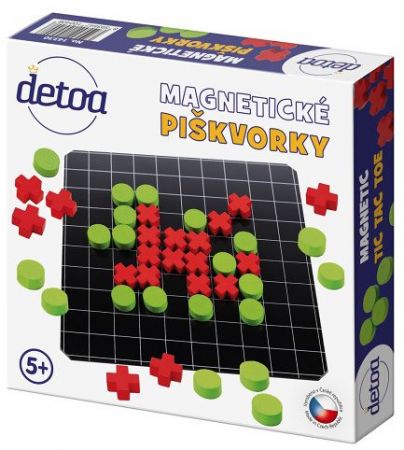 Magnetické piškvorky dřevo společenská hra v krabici 20x20x4cm DETOA