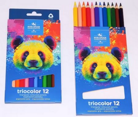 KOH-I-NOOR Trojhranné pastelky Triocolor - 12 barev - medvěd - 3142/12