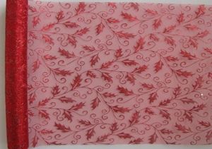 Organza 36cm x 4,5m glitrovaná červená