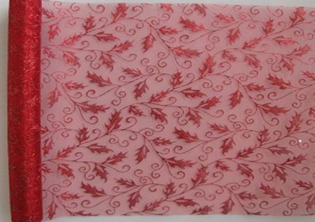 Organza 36cm x 4,5m glitrovaná červená