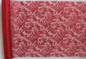Organza 36cm x 4,5m glitrovaná červená
